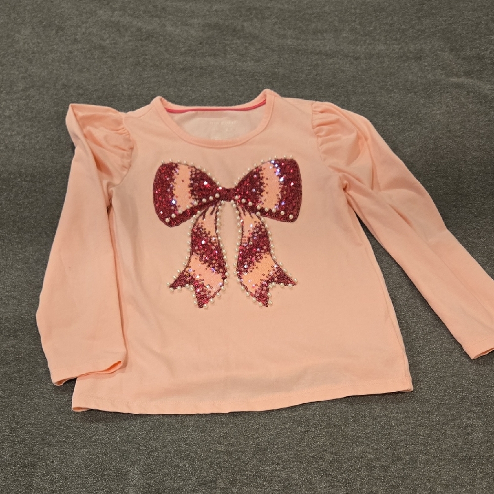 Isaac Mizrahi Light Pink Long Sleeve Tee with Sequin Bow